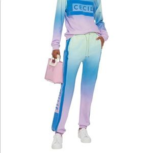 NWOT CECILIE COPENHAGEN
Ramone Rainbow flocked organic French cotton trackpants